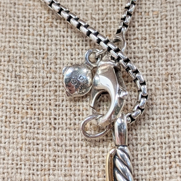 ⚡SOLD⚡David Yurman Crossover Cross 925 Sterling Silver Necklace w. 18k Gold - Picture 5 of 6